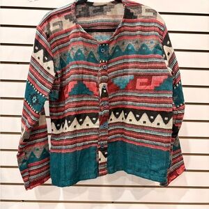 Colorful Geometric Pattern Cardigan